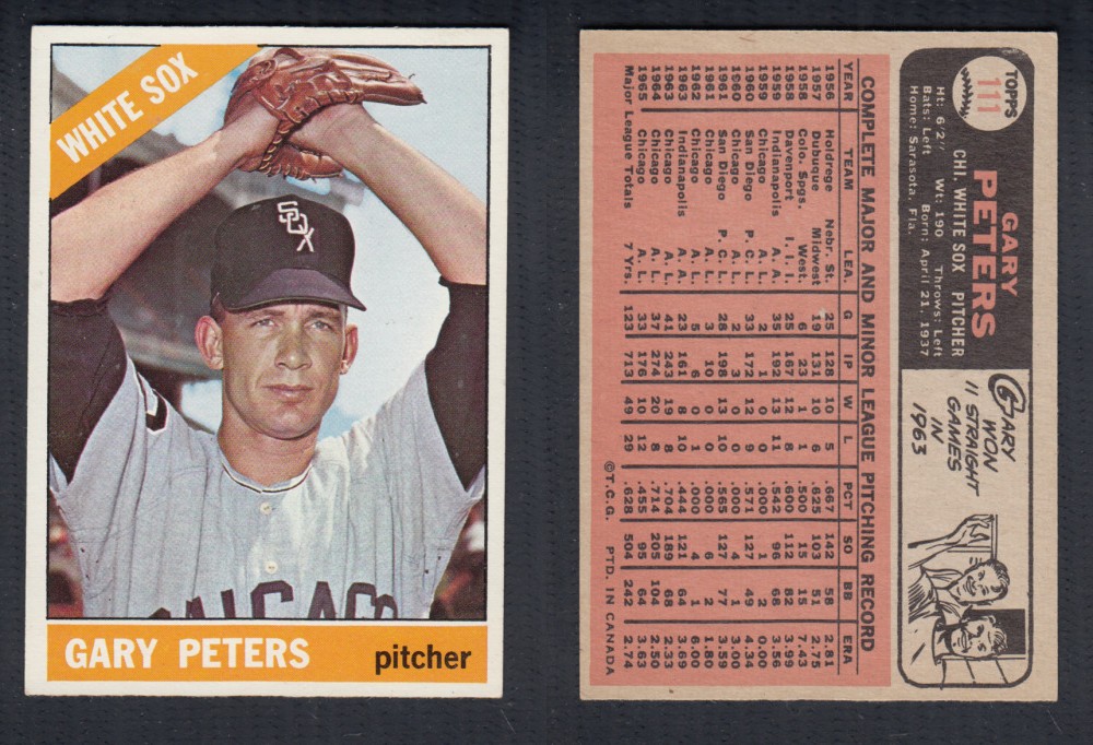 1966 O-PEE-CHEE BASEBALL CARD #111 G. PETERS photo