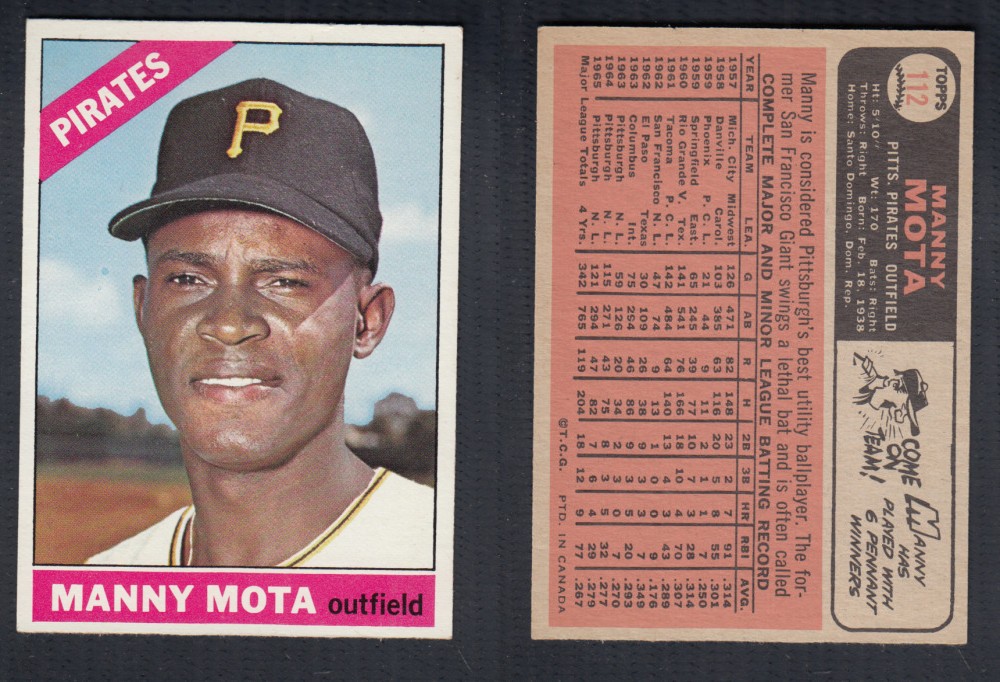 1966 O-PEE-CHEE BASEBALL CARD #112 M. MOTA photo