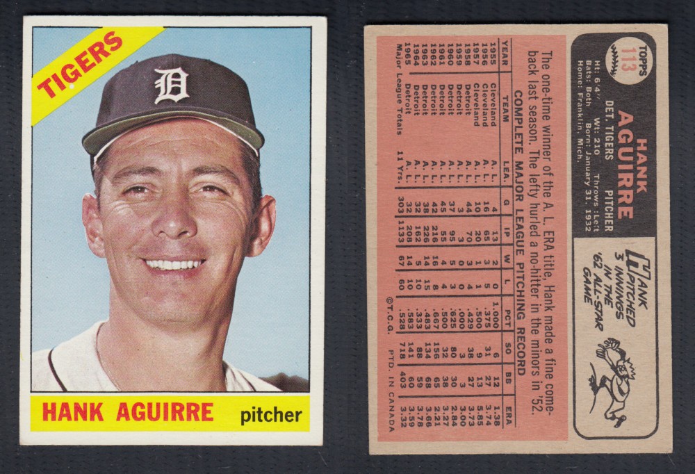 1966 O-PEE-CHEE BASEBALL CARD #113 H. AGUIRRE photo