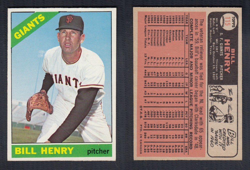 1966 O-PEE-CHEE BASEBALL CARD #115 B. HENRY photo