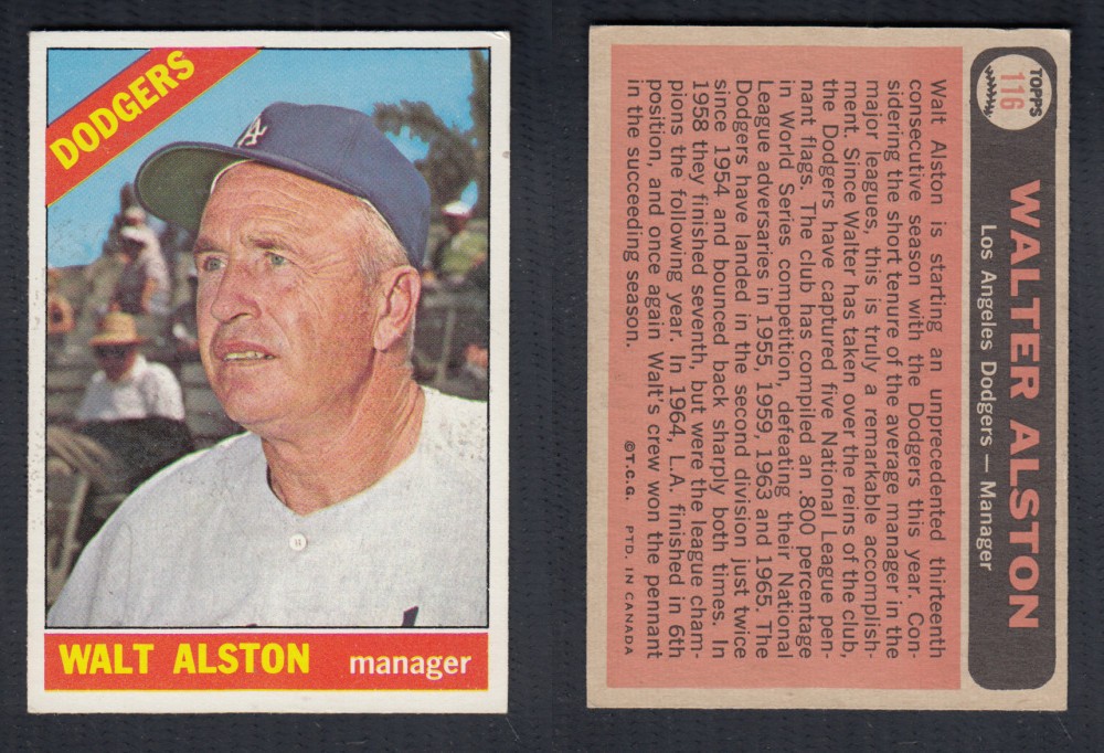 1966 O-PEE-CHEE BASEBALL CARD #116 W. ALSTON photo