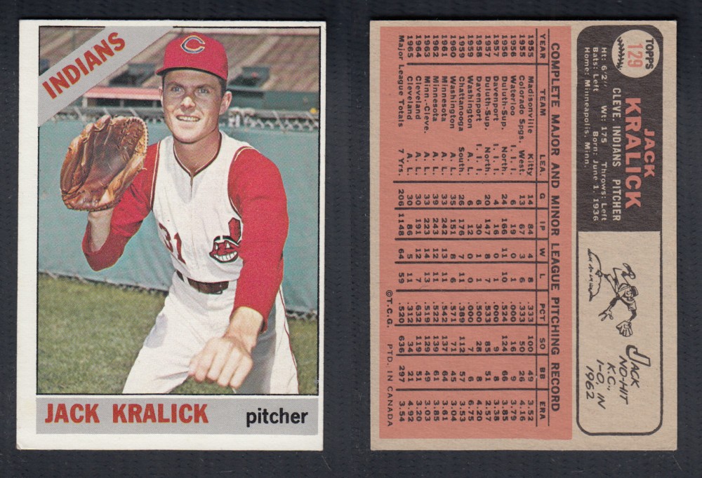 1966 O-PEE-CHEE BASEBALL CARD #129 J. KRALICK photo