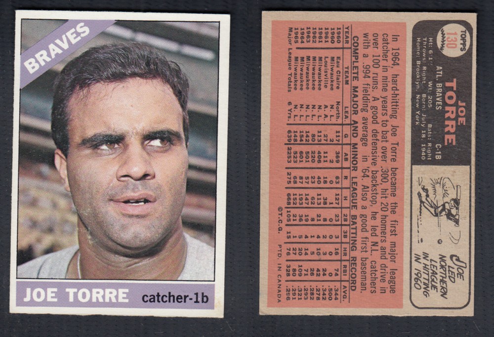 1966 O-PEE-CHEE BASEBALL CARD #130 J. TORRE photo