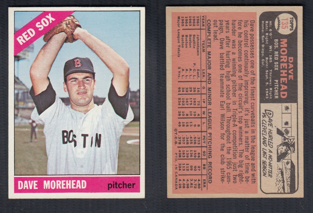 1966 O-PEE-CHEE BASEBALL CARD #135 D. MOREHEAD photo