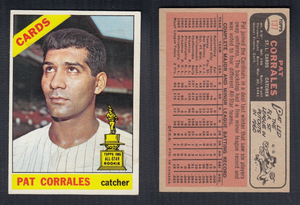 1966 O-PEE-CHEE BASEBALL CARD #137 P. CORRALES photo