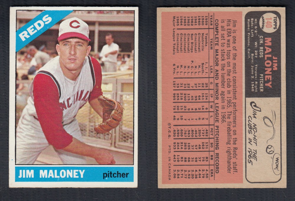 1966 O-PEE-CHEE BASEBALL CARD #140 J. MALONEY photo