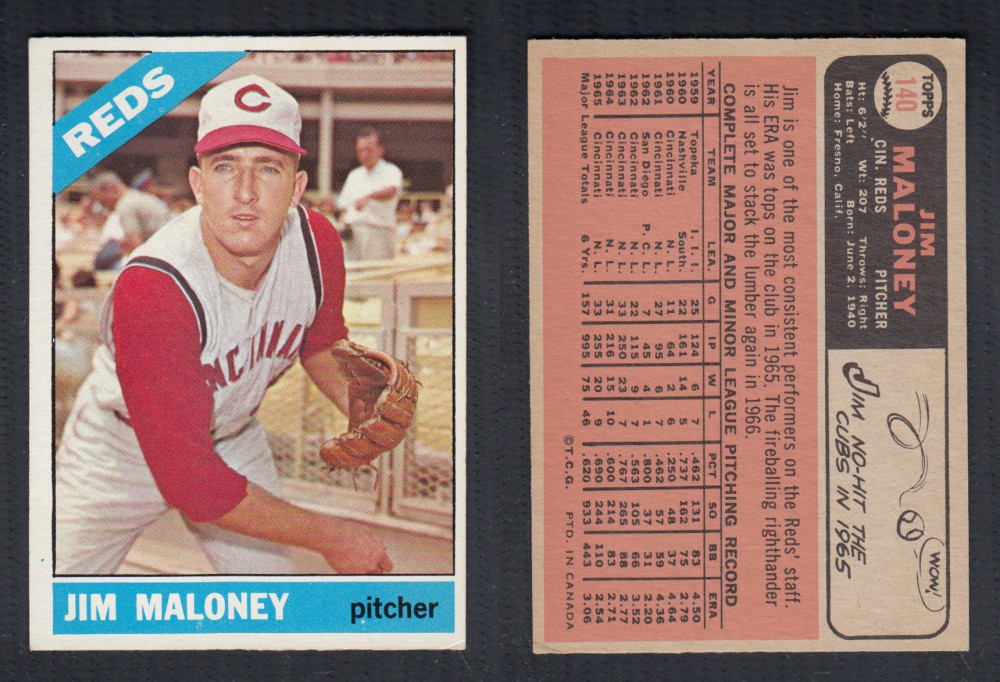 1966 O-PEE-CHEE BASEBALL CARD #140 J. MALONEY photo