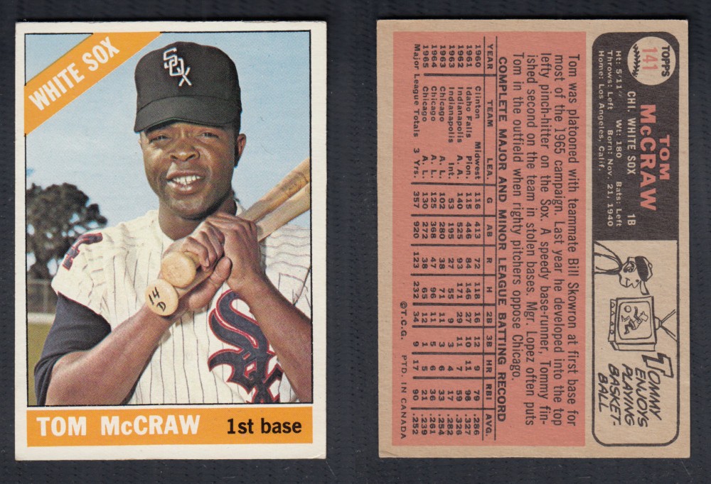 1966 O-PEE-CHEE BASEBALL CARD #141 T. MCGRAW photo