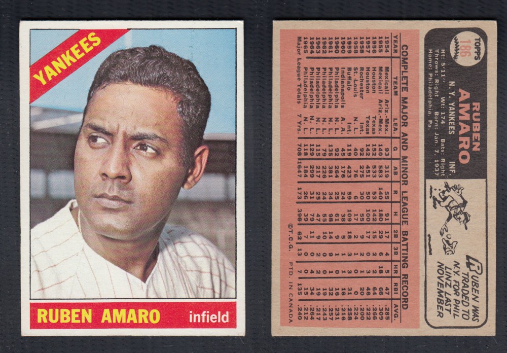 1966 O-PEE-CHEE BASEBALL CARD #186 R. AMARO photo