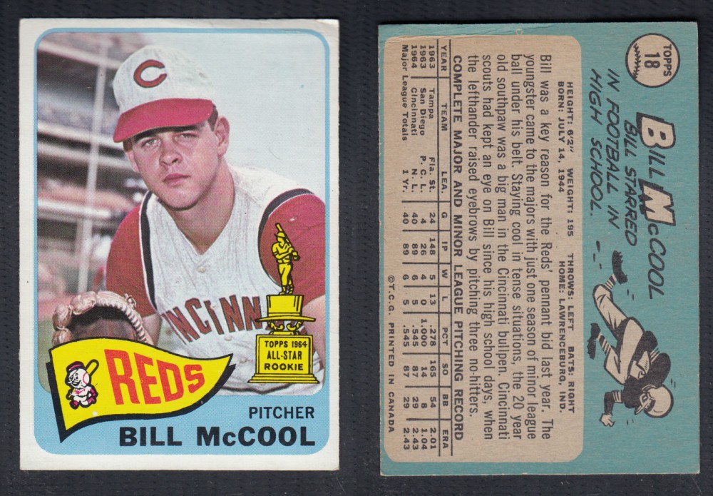 1965 O-PEE-CHEE BASEBALL CARD #18 B. MCCOOL photo