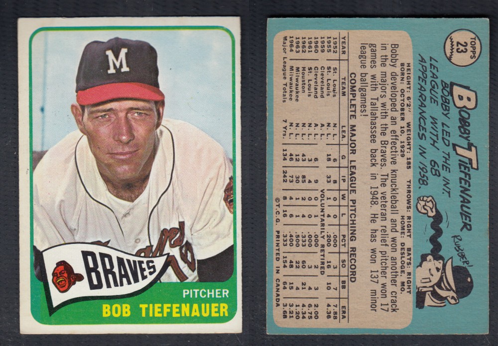 1965 O-PEE-CHEE BASEBALL CARD #23 B. TIEFENAUR photo