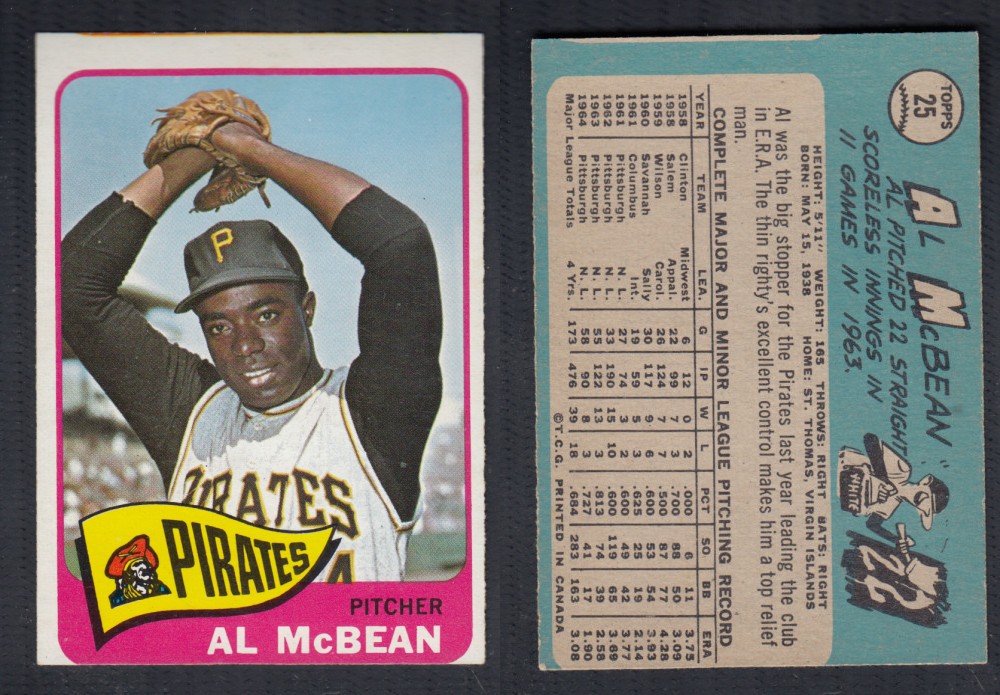 1965 O-PEE-CHEE BASEBALL CARD #25 A. MCBEAN photo