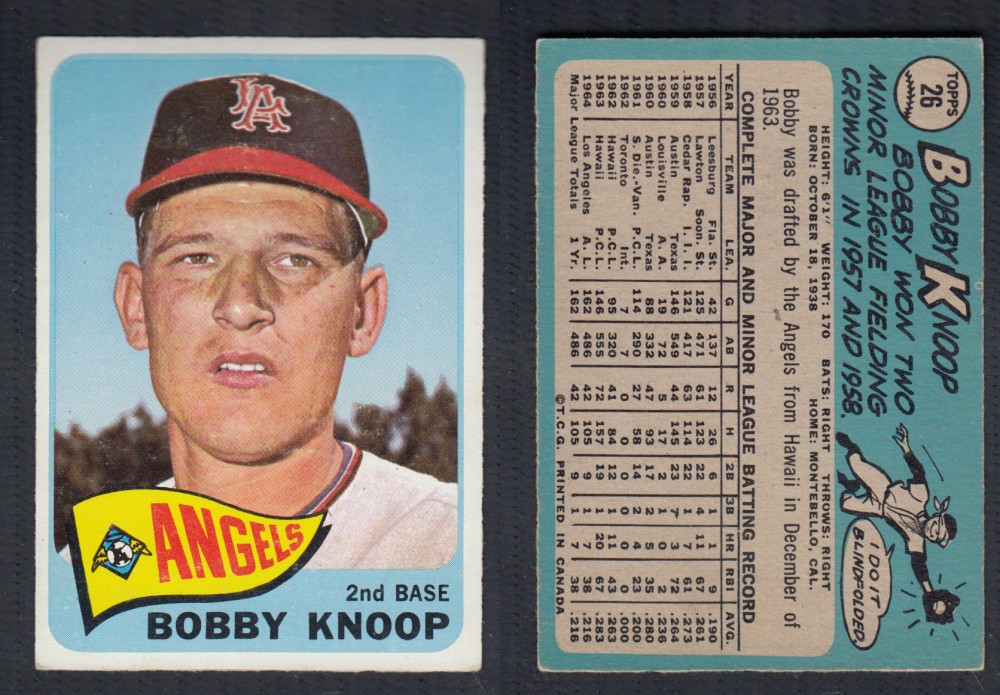 1965 O-PEE-CHEE BASEBALL CARD #26 B. KNOOP photo