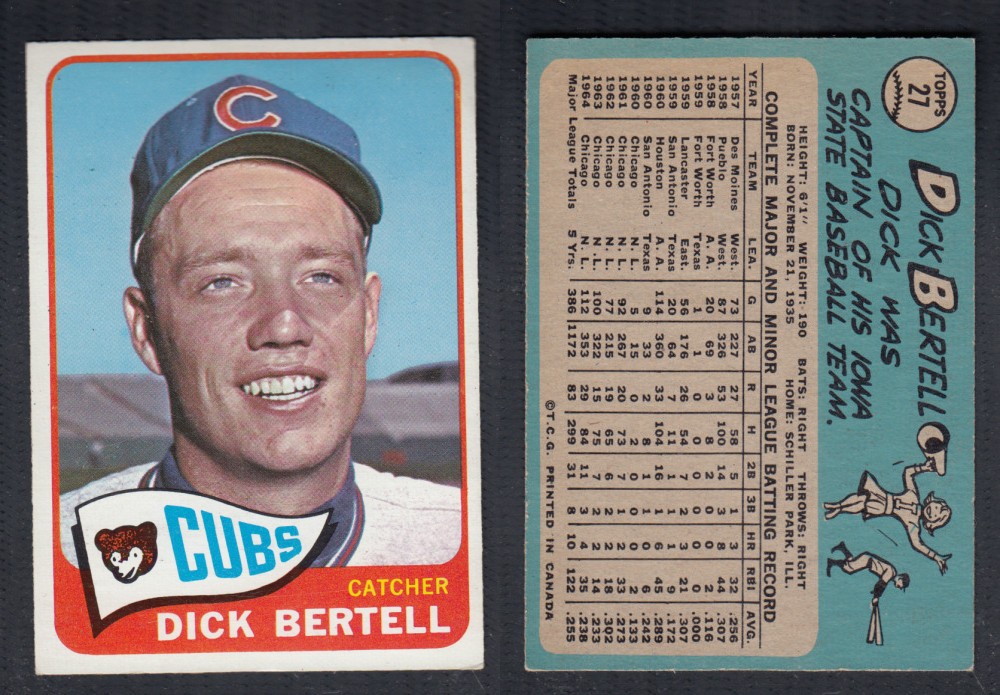 1965 O-PEE-CHEE BASEBALL CARD #27 D. BERTRELL photo