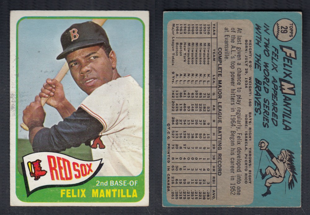 1965 O-PEE-CHEE BASEBALL CARD #29 F. MANTILLA photo