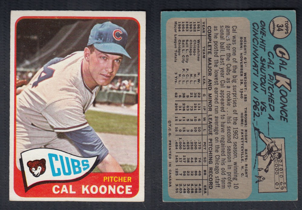 1965 O-PEE-CHEE BASEBALL CARD #34 C. KOONCE photo