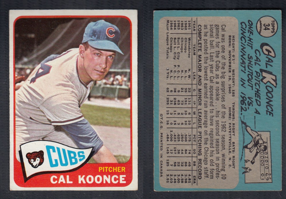 1965 O-PEE-CHEE BASEBALL CARD #34 C. KOONCE photo