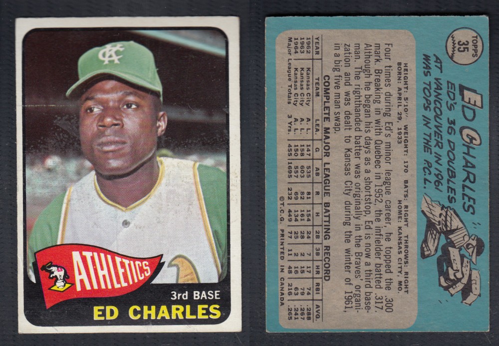 1965 O-PEE-CHEE BASEBALL CARD #35 E. CHARLES photo