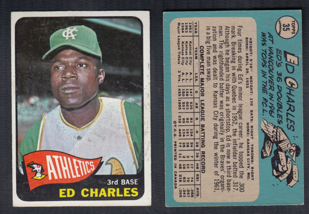 1965 O-PEE-CHEE BASEBALL CARD #35 E. CHARLES photo