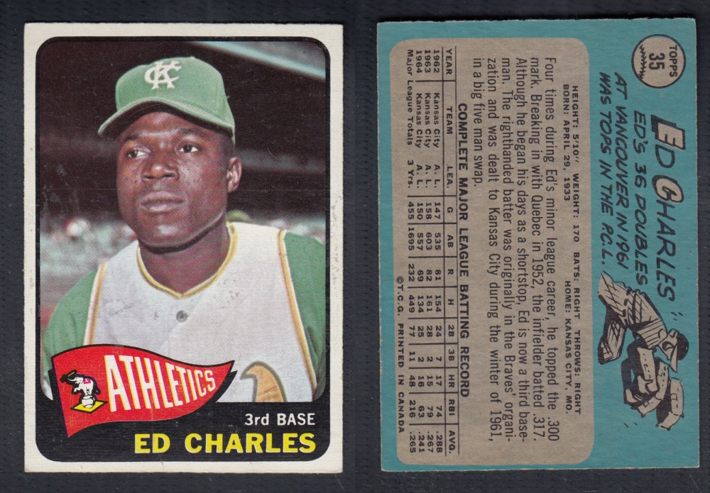 1965 O-PEE-CHEE BASEBALL CARD #35 E. CHARLES photo