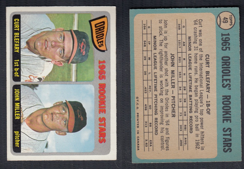 1965 O-PEE-CHEE BASEBALL CARD #49 ORIOLES ROOKIE STARS photo