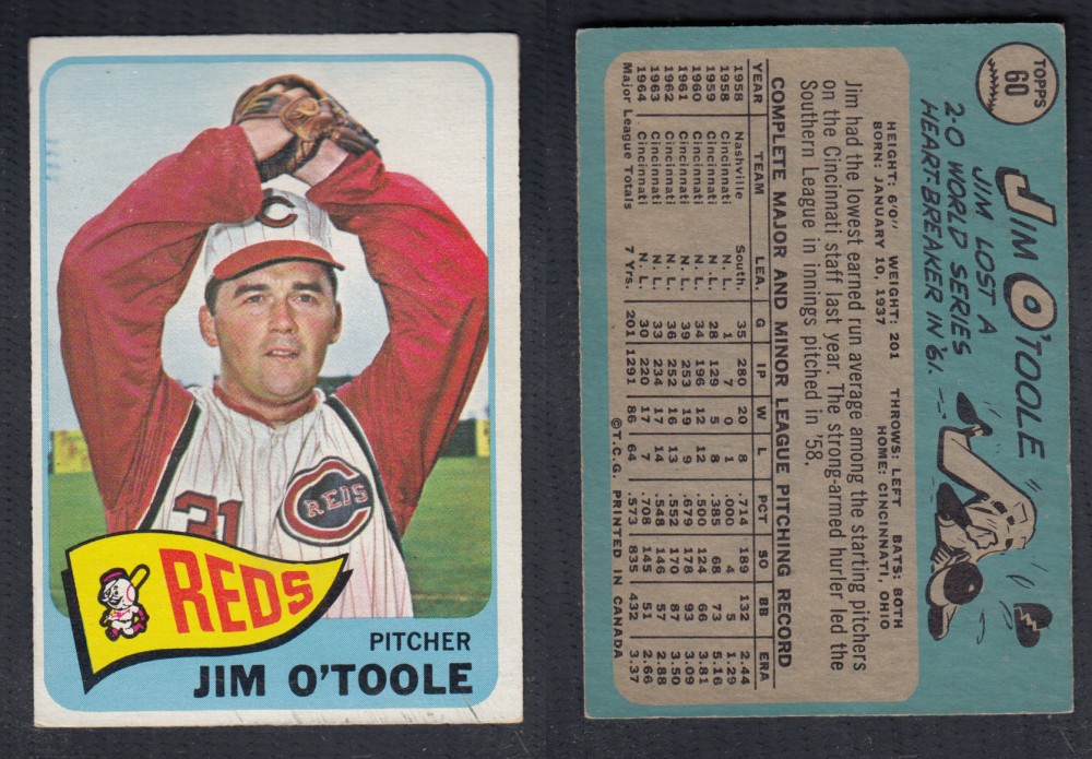 1965 O-PEE-CHEE BASEBALL CARD #60 J. O'TOOLE photo