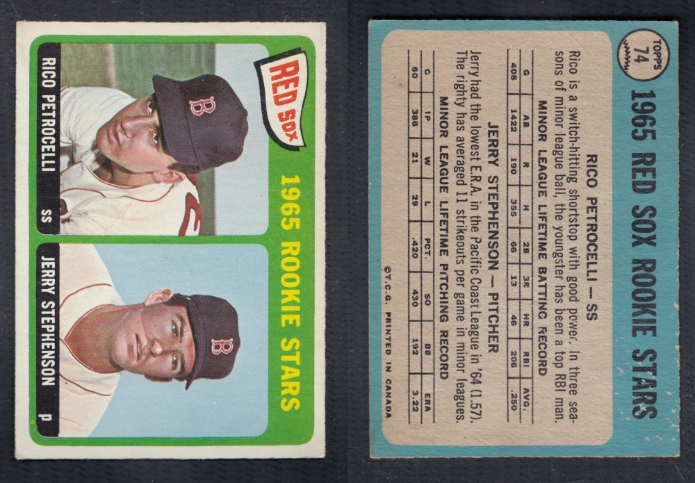 1965 O-PEE-CHEE BASEBALL CARD #74 RED SOX ROOKIE STARS photo