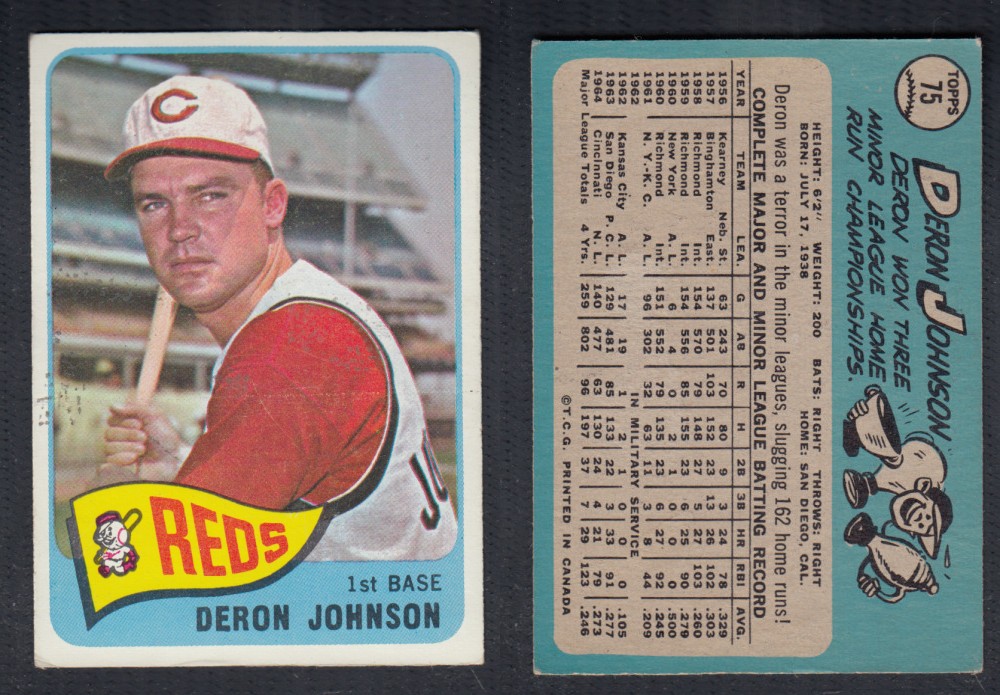 1965 O-PEE-CHEE BASEBALL CARD #75 D. JOHNSON photo