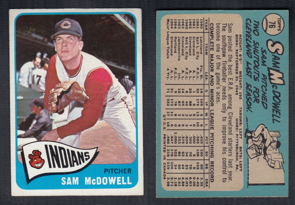 1965 O-PEE-CHEE BASEBALL CARD #76 S. MCDOWELL photo