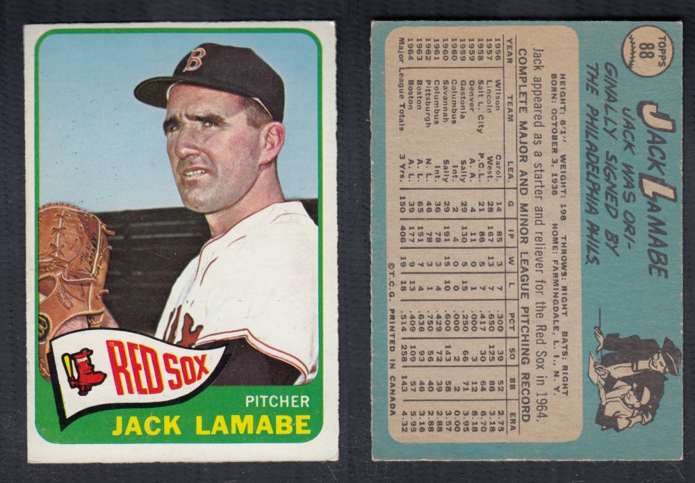 1965 O-PEE-CHEE BASEBALL CARD #88 J. LAMABE photo