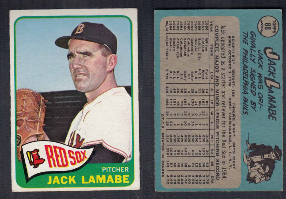 1965 O-PEE-CHEE BASEBALL CARD #88 J. LAMABE photo