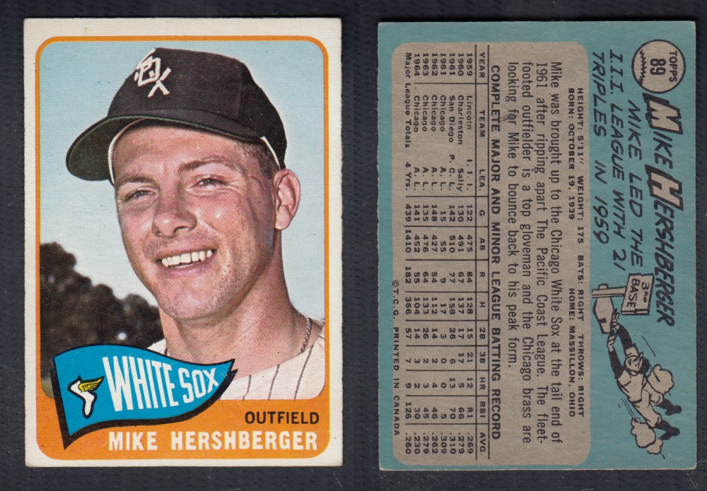 1965 O-PEE-CHEE BASEBALL CARD #89 M. HERSHBERGER photo