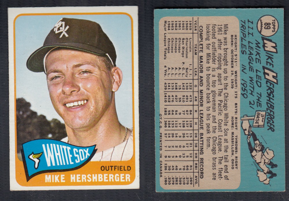 1965 O-PEE-CHEE BASEBALL CARD #89 M. HERSHBERGER photo