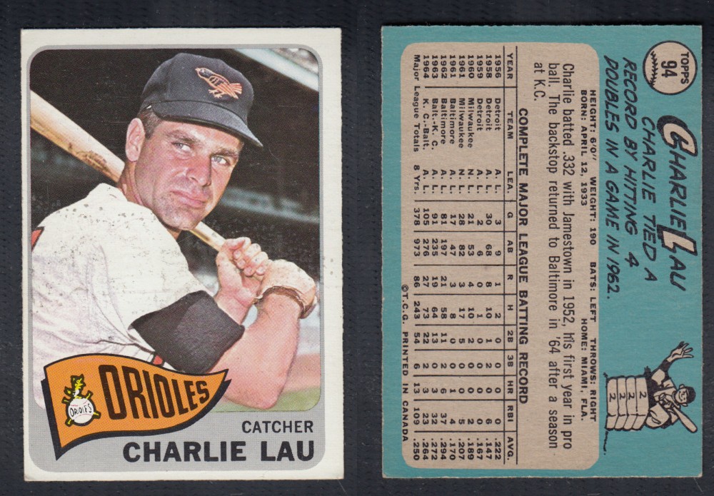 1965 O-PEE-CHEE BASEBALL CARD #94 C. LAU photo