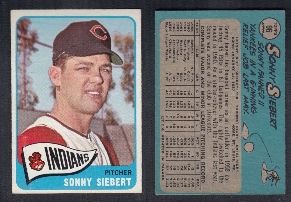 1965 O-PEE-CHEE BASEBALL CARD #96 S. SIEBERT photo