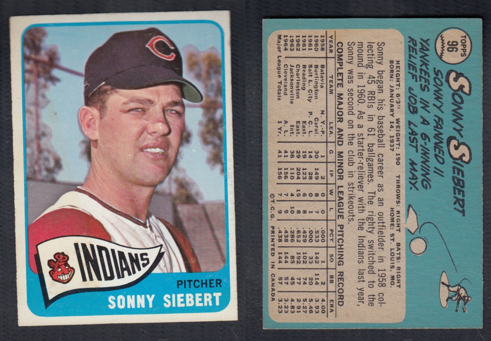 1965 O-PEE-CHEE BASEBALL CARD #96 S. SIEBERT photo