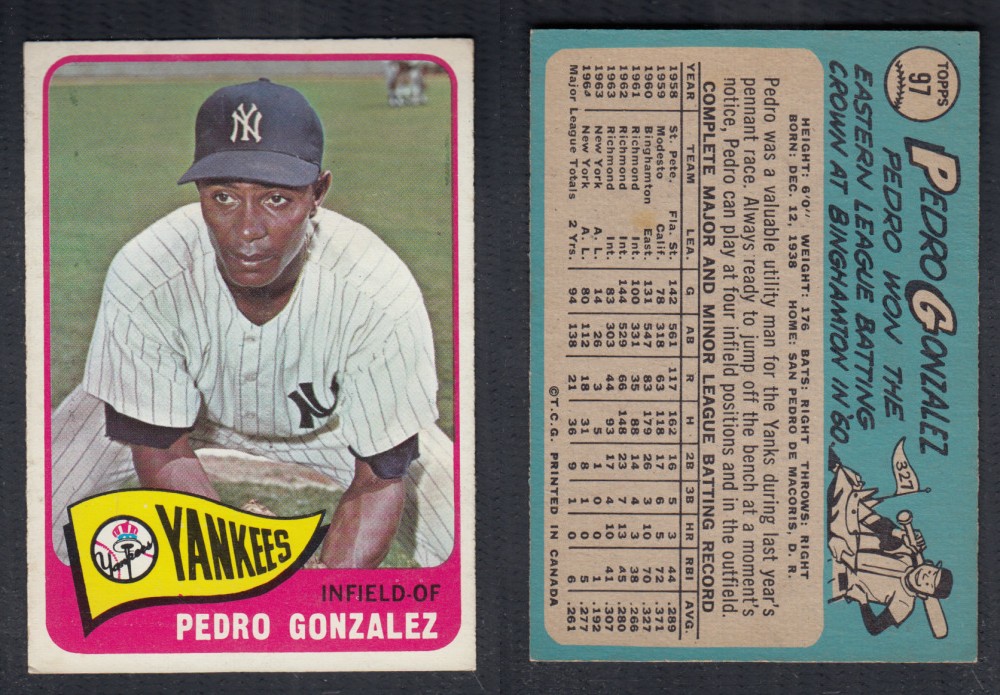 1965 O-PEE-CHEE BASEBALL CARD #97 P. GONZALEZ photo