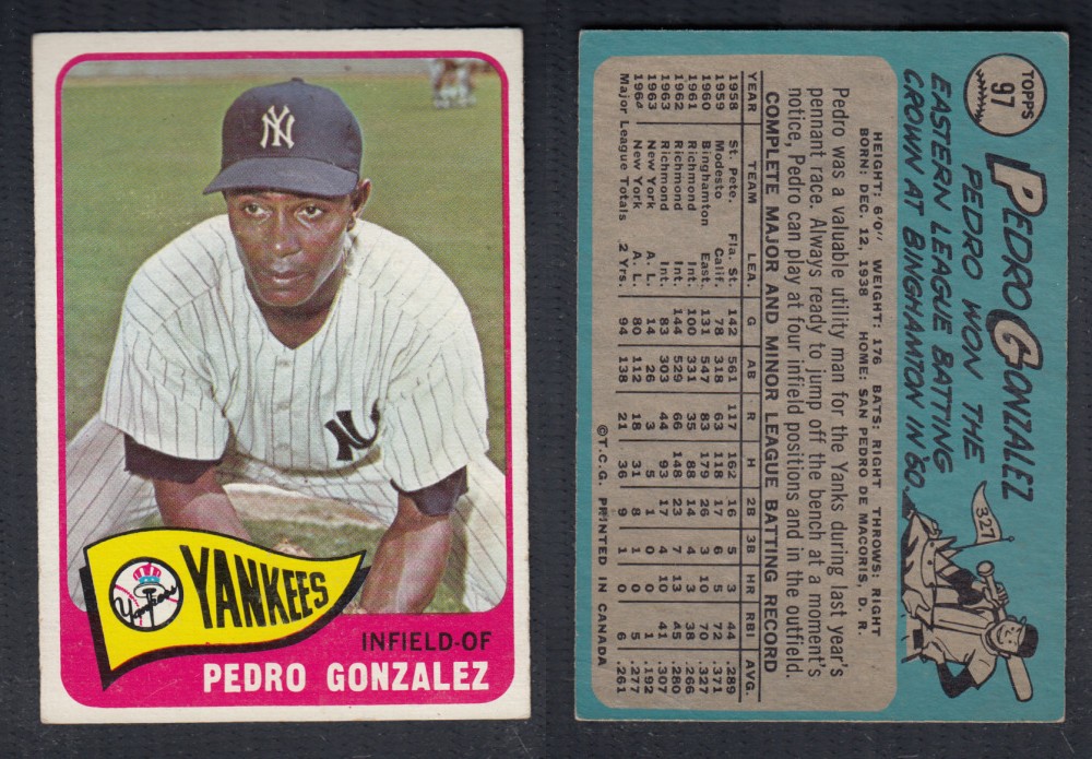 1965 O-PEE-CHEE BASEBALL CARD #97 P. GONZALEZ photo