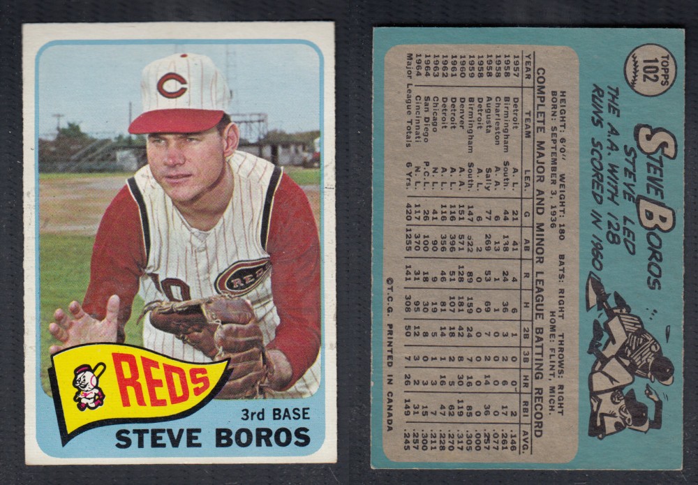 1965 O-PEE-CHEE BASEBALL CARD #101 S. BOROS photo