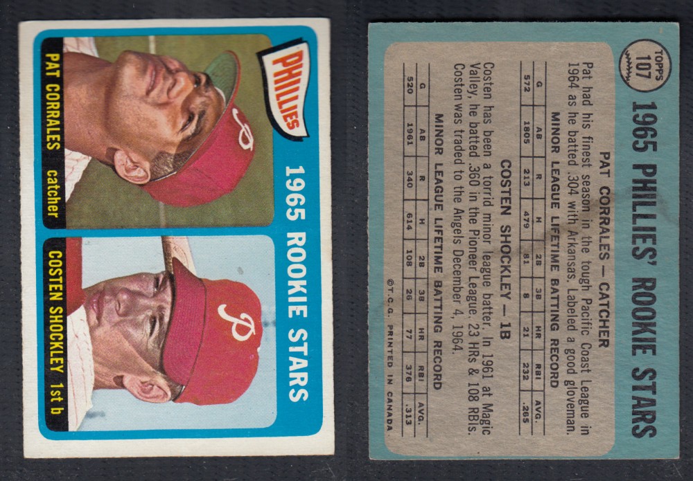 1965 O-PEE-CHEE BASEBALL CARD #107 PHILLIES ROOKIE STARS photo