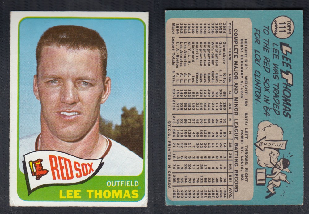 1965 O-PEE-CHEE BASEBALL CARD #111 L. THOMAS photo