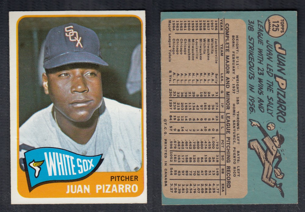 1965 O-PEE-CHEE BASEBALL CARD #125 J. PIZARRO photo