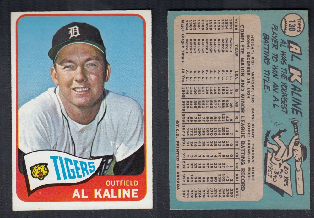 1965 O-PEE-CHEE BASEBALL CARD #130 A. KALINE photo