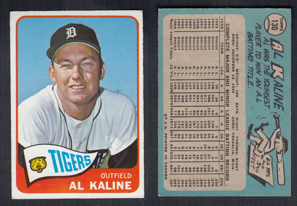 1965 O-PEE-CHEE BASEBALL CARD #130 A. KALINE photo