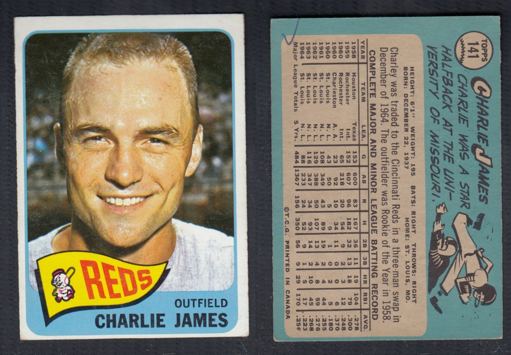 1965 O-PEE-CHEE BASEBALL CARD #141 C. JAMES photo