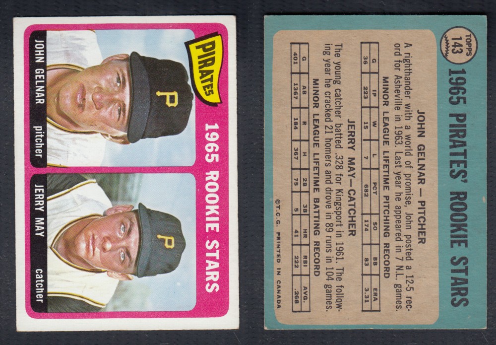 1965 O-PEE-CHEE BASEBALL CARD #143 PIRATES ROOKIE STARS photo