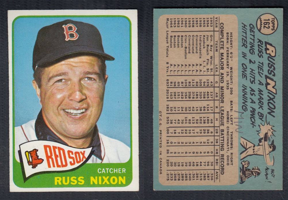 1965 O-PEE-CHEE BASEBALL CARD #162 R. NIXON photo