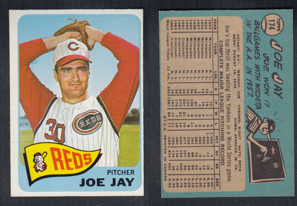 1965 O-PEE-CHEE BASEBALL CARD #174 J. JAY photo