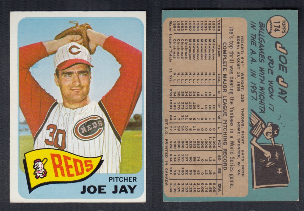 1965 O-PEE-CHEE BASEBALL CARD #174 J. JAY photo