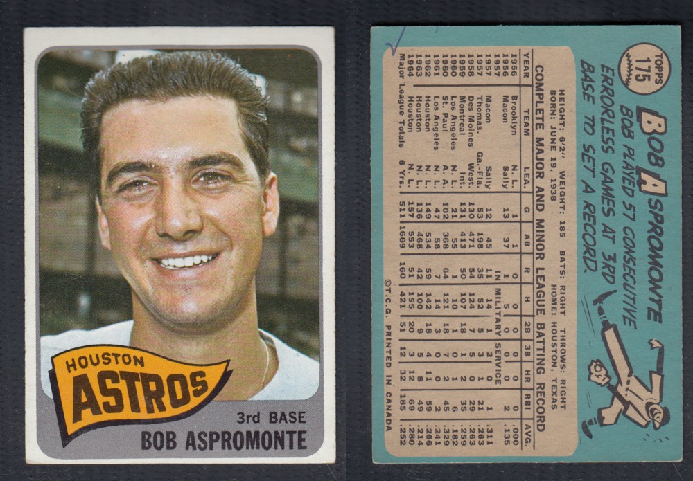 1965 O-PEE-CHEE BASEBALL CARD #175 B. ASPROMONTE photo